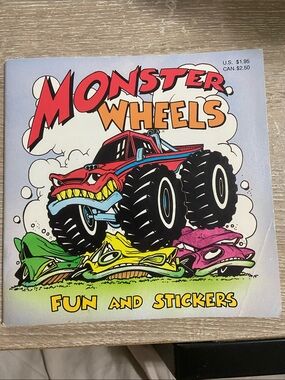 1988 Monster Wheels Kids Sticker Book - Red Monster Truck